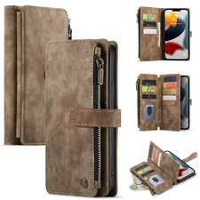 Retro Handmade Magnetic Leather Wallet Case Cover for iPhone 14 15 16 17 Pro Max
