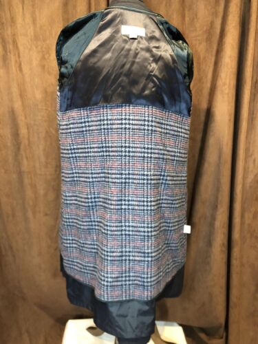 Vintage Lord Taylor Rain Coat Wool Lining Blue Button Front 8P 8 Petite Warm - Picture 2 of 9