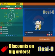 6IV Shiny Growlithe Hisui Pokemon Scarlet and Violet