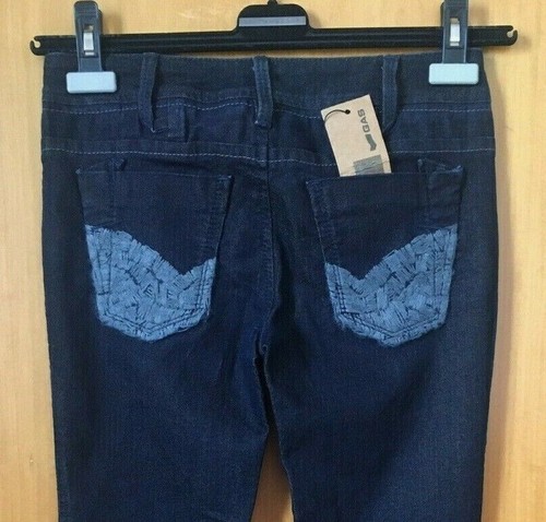 BELLISSIMI JEANS GAS SKINNY BLU SCURO TASCHE RICAMO MAGLIA E CUCITURE Tg  26(40) | eBay