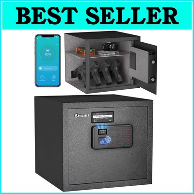Biometric Gun Safe with Smart LCD Display - Quick Access for Multiple Pistols