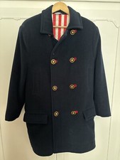 Gianni Versace Mens Navy Wool Coat With Gold Colour Buttons Size 50 M Regular