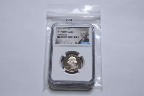 1979 NGC PF69 Proof Type 2  T-2  Washington Quarter!  25C Portrait Label E508