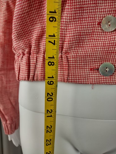 Doncaster Women's Red, White, Houndstooth, Linen Blend, Cropped Jacket Size 4 - Picture 6 of 12