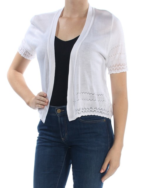 white shrug sweater