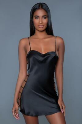 mini dresses for women black Women's Shadi Mini Dress in Black, L Black
