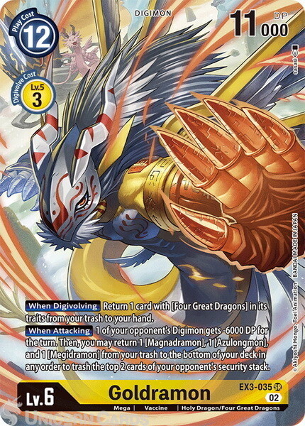 EX3-035 Goldramon Super Rare Alternative Art Mint Digimon Card