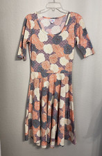 LuLaRoe Dress Women's S Multicolor Floral 3/4 Sleeve Fit & Flare Knee Length