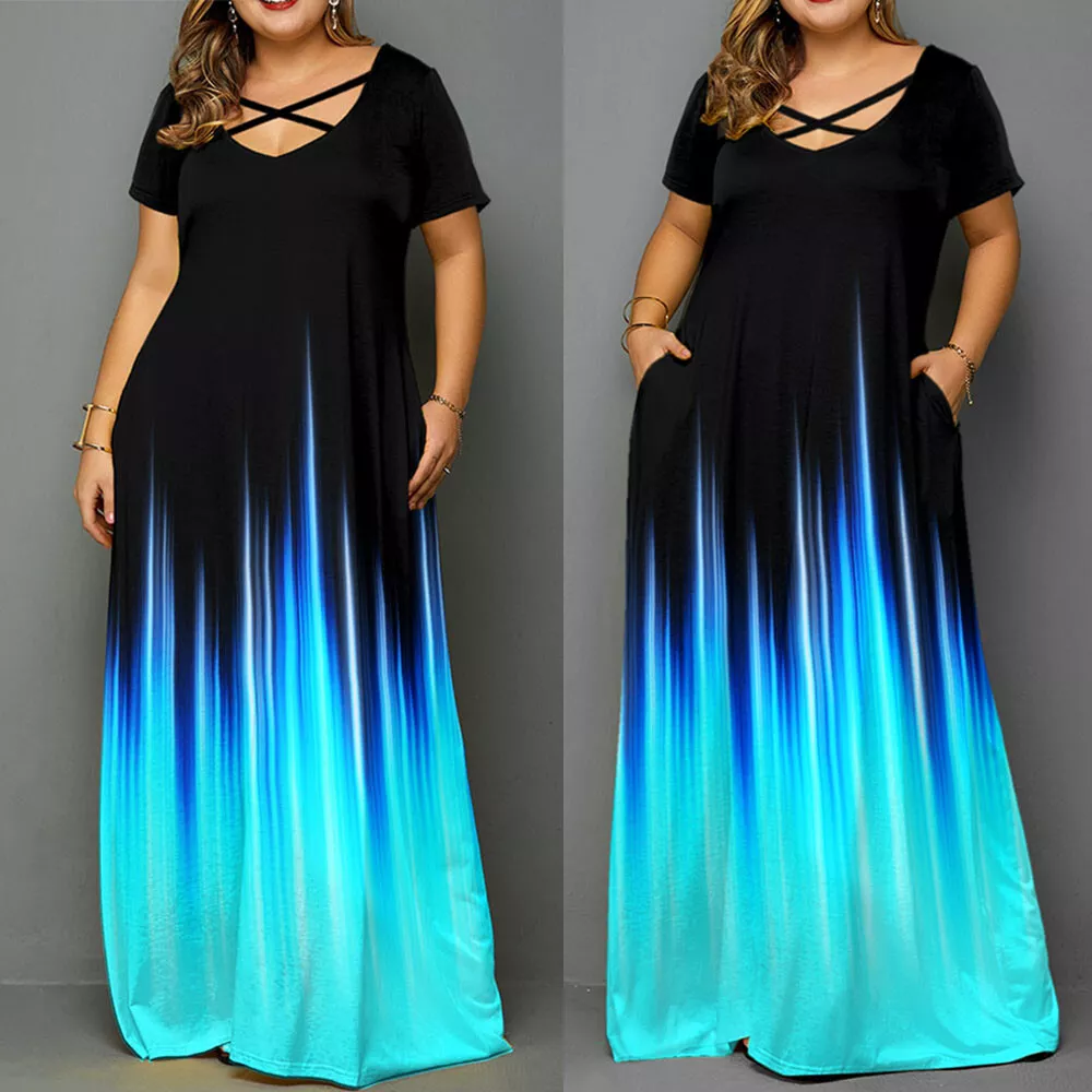 Plus Womens Short Maxi Long Dress Ladies Summer Beach Party Sundress | eBay