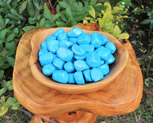 1/2 lb Bulk Lot Blue Howlite Tumbled Stone Crystal Tumbled Blue Turquoise 8 oz - 第 3/8 張圖片
