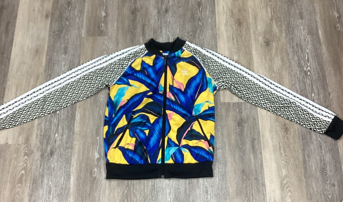 NEW Adidas x Farm Rio Blue Yellow Windbreaker Full Zip Track NEW Adidas x Farm Rio Blue Yellow Windbreaker Full Zip Track