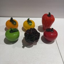 Vintage Glass Fruit Veggie Set Of 6