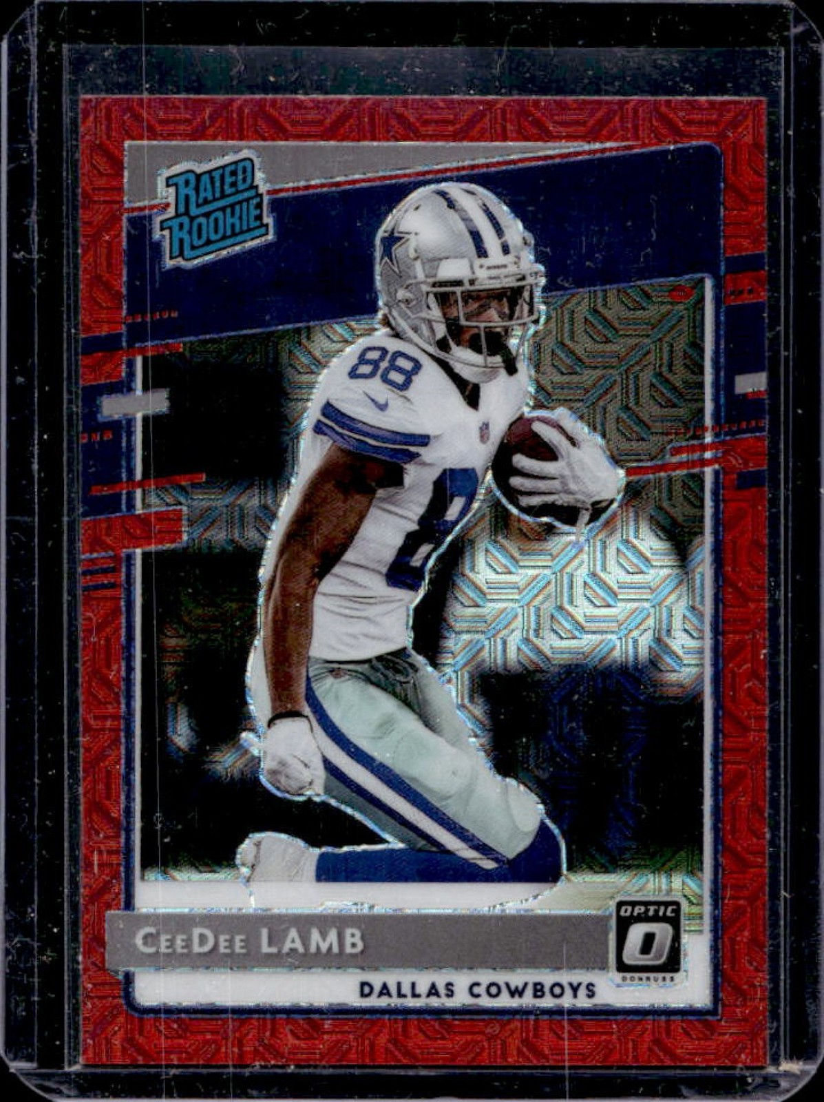 2020 Donruss Optic CeeDee Lamb Red Mojo Prizm Rookie RC #156 Cowboys