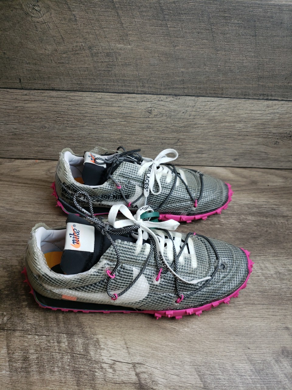 OFF WHITE X NIKE Nike Off White x Waffle Racer Fucsia Retro Sneakers CD8180 001 Donna Taglia 12 5