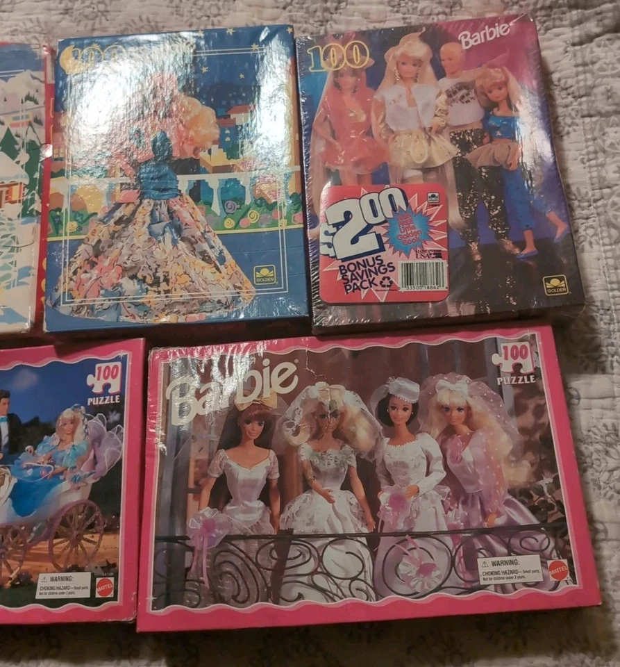 Lote de (6) rompecabezas vintage de Barbie años 90 100 piezas todos sellados Foto 4 de 4
