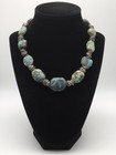 113g Sterling Silver Vintage Natural Turquoise Choker Necklace 16” Marked #87 — photo 1