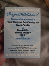 2026 Bowman Prospects Ethan Holliday 1st Bowman Auto Green /99 Redemption Card