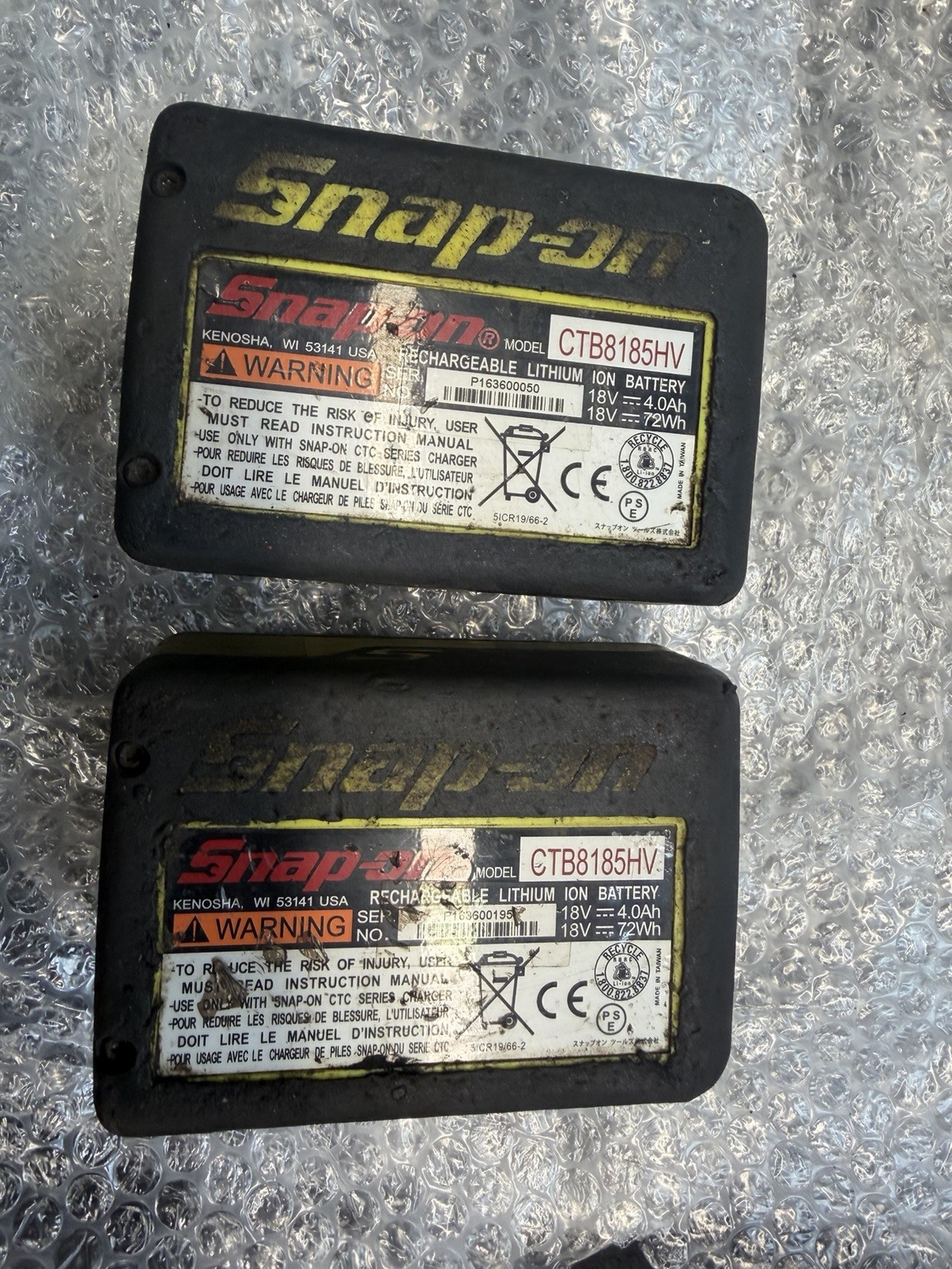 Snap-on CTC720 Lithium Charger with 2x CTB8185HV 18V Batteries 100-240V. 5