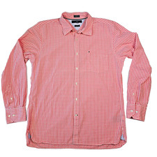 Tommy Hilfiger Men's L/G Pink Gingham Custom Fit 16.5/17 Button Up Shirt