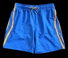 Speedo Mens Swim Trunks Medium Blue Orange Athletic Board Shorts Mesh Lined