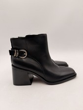 Vince Camuto Sameena Black Leather Side Zip Ankle Booties Size 7.5M