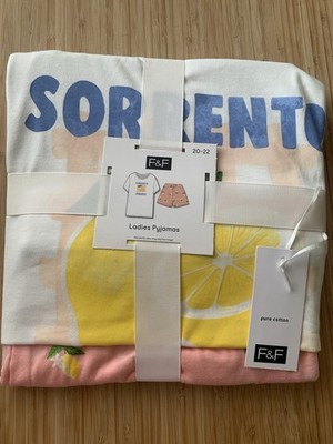 F&F Ladies Short Pyjamas Pure Cotton Pyjama Set Shorts T-Shirt