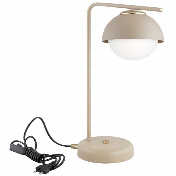 Tischleuchte Glas Beige Metall E27 38 Cm Schlafzimmer Tischlampe BüRo Nachttisch-image