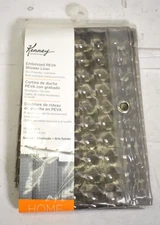 Kenney Medium Weight Embossed PEVA Shower Curtain Liner 70" W X 72" H Smoke