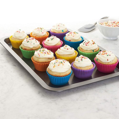 5Pcs Round Silicone Mold Cupcake Muffin Cup Baking Cookies Egg Tart Jelly Mold - Picture 8 of 15