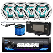 JVC KDX38MBS Receiver, 4x 6.5" White LED Speaker, Radio Shield, Antenna, Wire