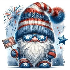 Christmas Gnome Patriotic Diamond Art Kits for Adults 12 x 12 Inches Gnome Flag