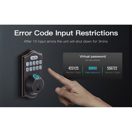 Fingerabdruck Türschloss Code mit hintergrundbeleuchteter Tastatur und Low Powe - Bild 7 von 32