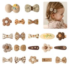 Baby Girl Hair Clips Set 20Pcs Tiny 2" Toddler Hair Bows Fully Covered Barret...