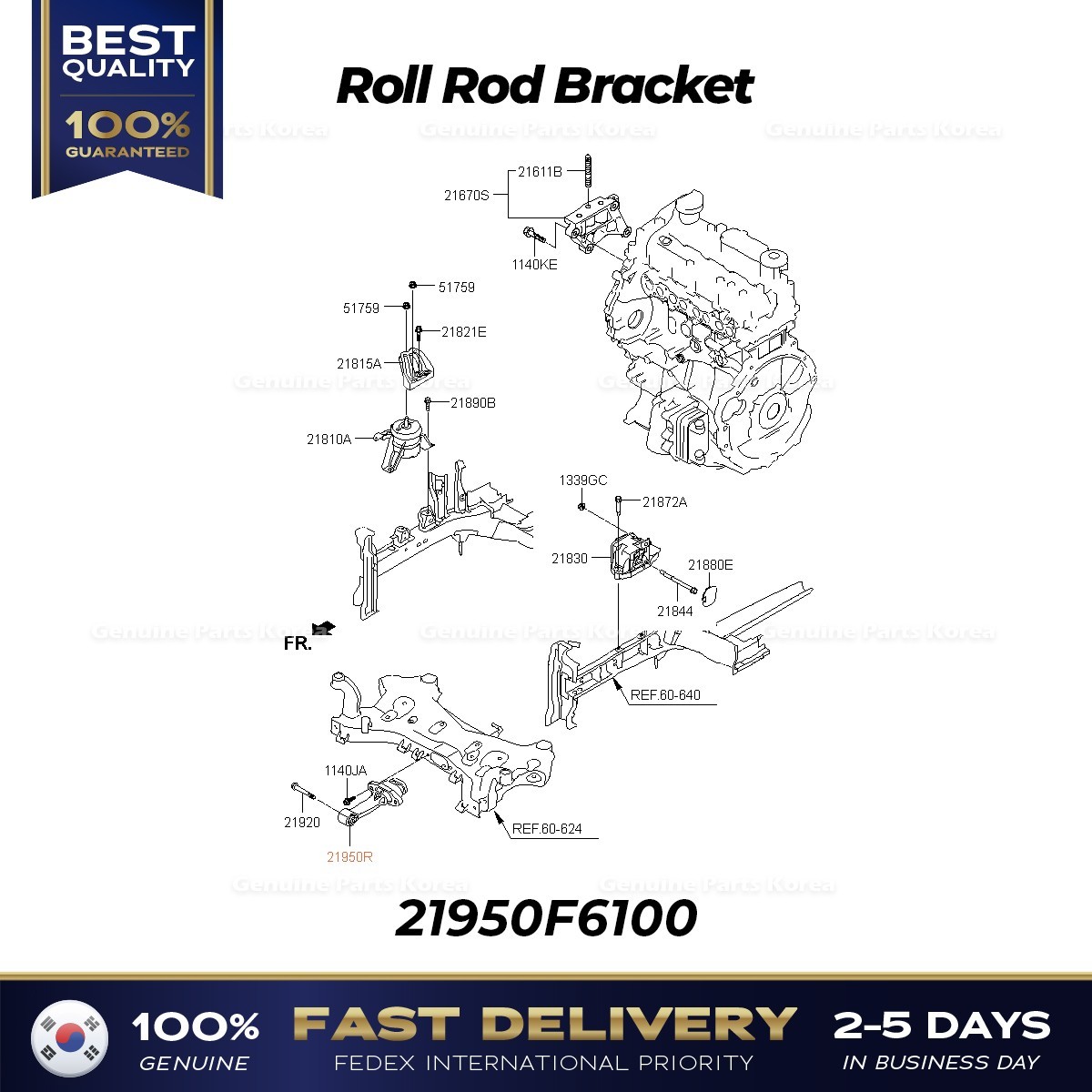 ⭐Genuine⭐ Roll Rod Bracket 21950F6100 for Hyundai Azera Kia