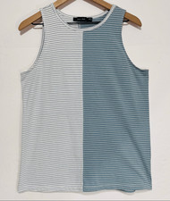 Doe  Rae Blue And White Striped Color Block Tank Top  Size M