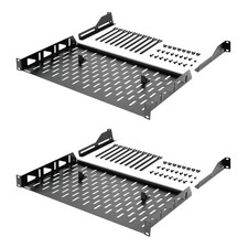 2 PCS 1U Vented Server Rack Shelf 10 Inch Deep No Lip 110lbs For 19 Inch