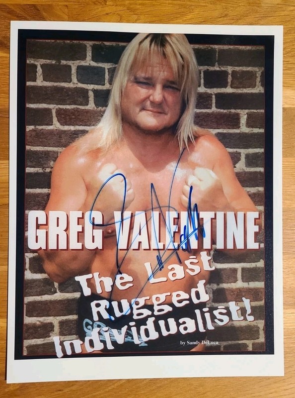 GREG THE HAMMER VALENTINE signed 8 X 10 photo WWF WWE WCW pro wrestling 