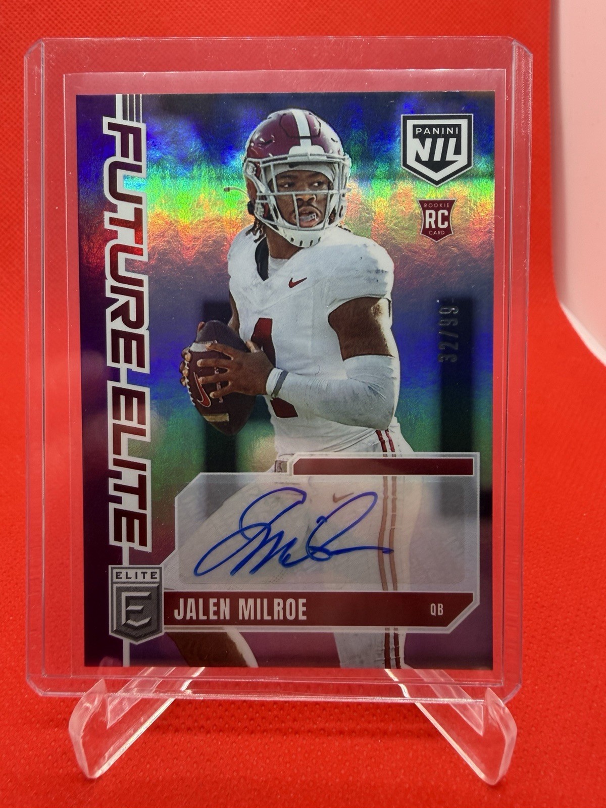 2025 Donruss Elite Jalen Milroe RC Future Elite NIL Auto Purple /99 #FE-JME