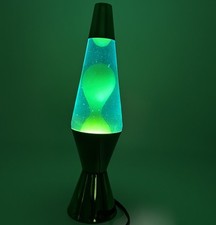 METALLIC GREEN LAVA LAMP MOTION  GLITTER 2XXX YELLOW LAVA BLUE WATER 2015 READ
