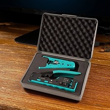 Pass Through Crimp Tool Kit Ethernet Crimper Cat5 Cat5e Cat6 Cat6A Cat78f
