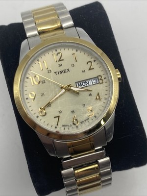 Timex Indiglo Men's Two-Tone Analog Quartz Wristwatch Day/Date Expansion Band