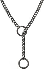 Heart O Ring Slip Chain Choker Necklace for Women Men Stainless Black