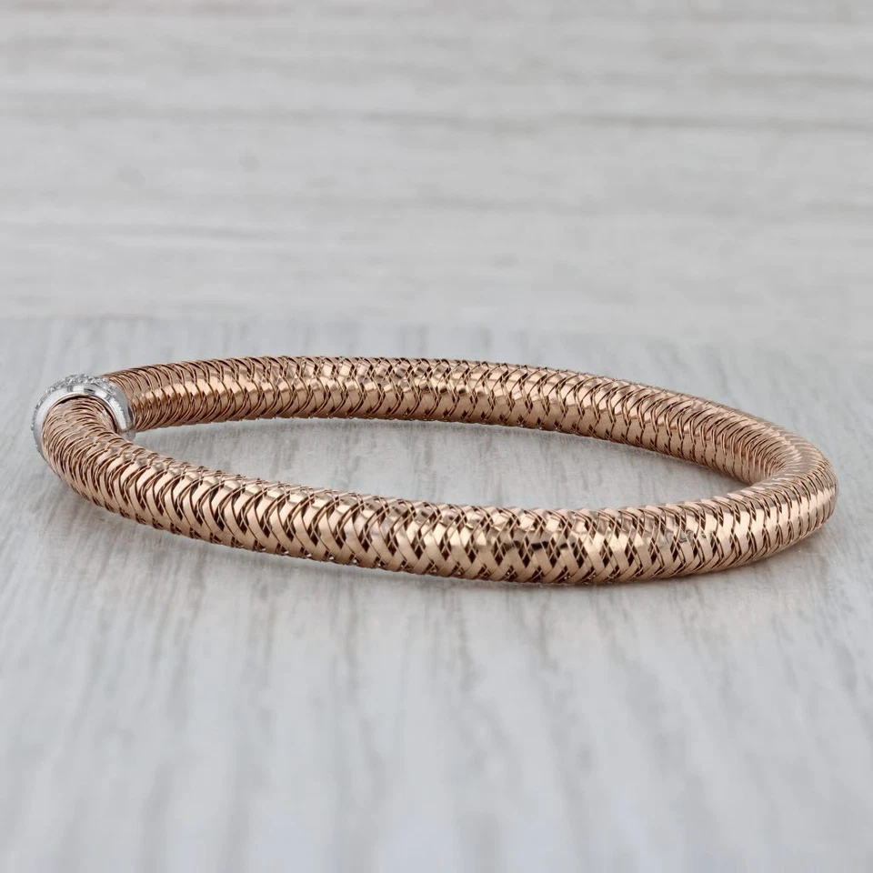 Brazalete Roberto Coin Primavera 0.22ctw Diamante Malla Elástico Oro 18k 6.75" Foto 2 de 4