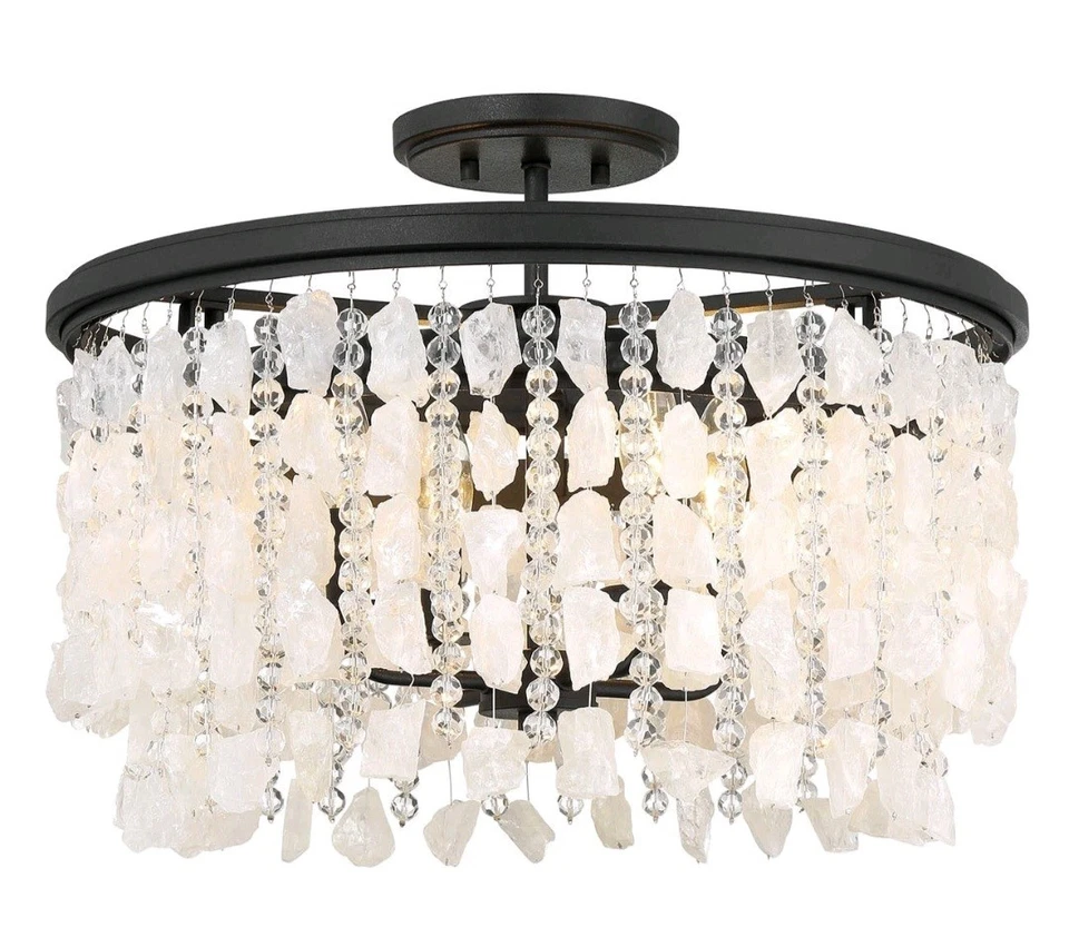 Minka Lavery 6703 elegância cintilante 4 luzes 20"W semi-flush - carvão areia - Imagem 2 de 4