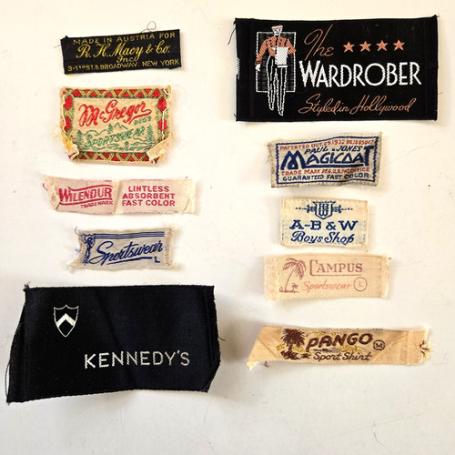 Lot 10 Vintage Clothing Tags Labels Patches Crafting Repurpose MACYS KENNEDYS