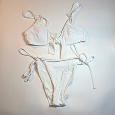 Aerie White 2-Piece Bikini Set Tie Front Adjustable Straps XS
