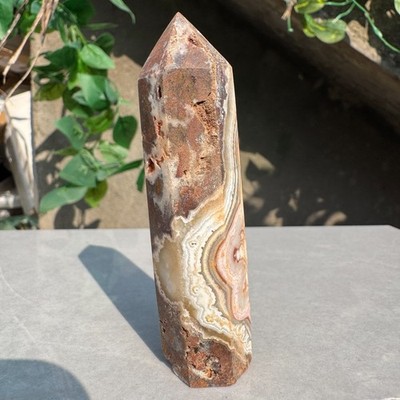 65G Natural Mexican Crazy Lace Agate Quartz Crystal Obelisk Wand Healing