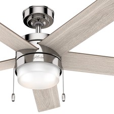 Hunter Fan 52 inch Indoor Nickel Ceiling Fan with Light and Pull Chain
