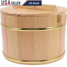 Natural Wooden Barrel Rice Storage Container Food Display Bowl Kitchen Steamer