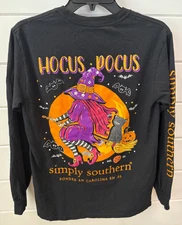 Simply Southern Hocus Pocus Halloween Women's Small T-Shirt Long Sleeve